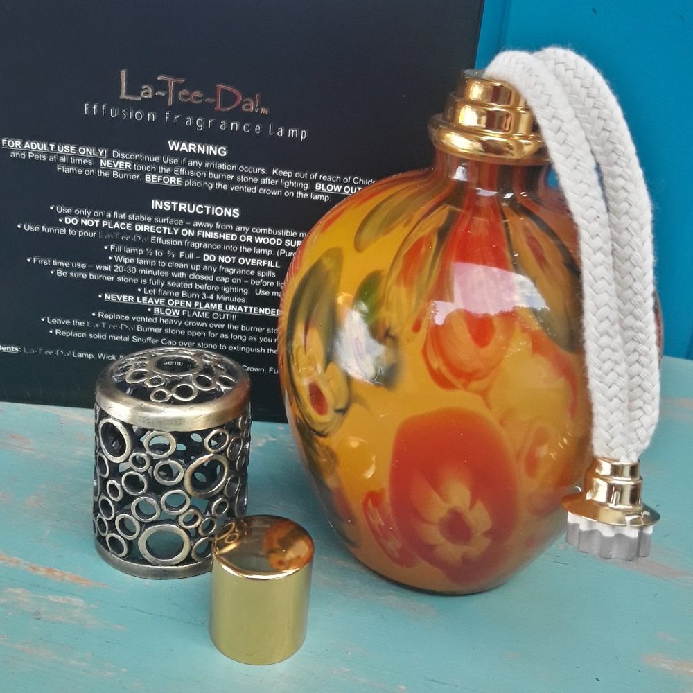 NEW Millefiori Blown Glass Oil Lamp Nwt La Tee Da New in Box Millefiori Art - Picture 15 of 16